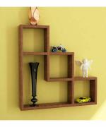 Home Sparkle L Shaped Wall Shelves Engineered Wood (17 x 4 x 17 inches) - Brown