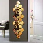 Bikri Kendra - Hexagon 24 Golden Mirror Stickers for Wall, Acrylic Mirror, Mirror Wall Decor Sticker, Wall Mirror Stickers, Acrylic Stickers, Wall Stickers for Hall Room, Bedroom, Kitchen.