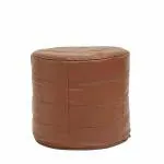 Couchette Spot Leatherette Tan Round Line Pouffe Large Size Bean Bag Cover