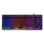 RPM Euro Games Gaming Keyboard Wired | 87 Keys Space Saving Design | Membrane Keyboard with Mechanical Feel | LED Backlit & Spill Proof Design
