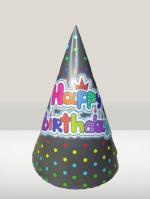 TARAN CANDLE MOMBATTI Happy Birthday Party Hat for Kids Children Cone Celebration Craft Paper Cap ( Pack of 12)