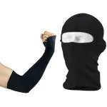 Allextreme EXFMHS2 Arm-Elbow Sleeves with Bike Riding Unisex Full Face Mask Anti Pollution Dust Sun Protection Motorcycle Biking Hand Cover (Black), free size