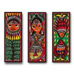 MAMTA DEVI ART AND CRAFT_Madhubani Art Original Painting|Set of 3 Paintings|Traditional Art|Size-5.5X10 Inches
