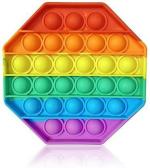 Bharja SILICONE Push Pop It Bubble Fidget Autism Special Needs Stress Reliever, Squeeze Sensory Tools Rainbow Octagon Toy To Relieve Emotional For Old
