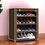 CMerchants 4 Layer Brown DIY Collapsible shoe stand