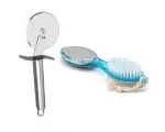 FIRST FRONT Stainless Steel SS Pizza Cutter With Cleaning Pedicure Brush and (Multicolour, Pack of 2)