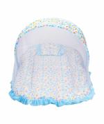 Mee Mee Soft Cushioned Baby Mattress Set with Mosquito Net and Pillow (Large) | 100% Cotton Travel-Friendly Baby Bed (Red) (Sky Blue)