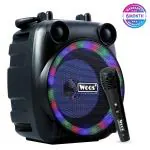 Woos Portable Karaoke Machine with Microphone Home Karaoke System with Party Lights for Kids, Adults Rechargeable USB Speaker Set with Bluetooth 5.0, FM Radio, SD/TF Card Support, AUX-in (Black)