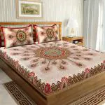 UniqChoice Red Color 100% Cotton Jaipuri Traditonal Double BedSheet With 2 Pillow Cover