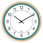 B SQUARE Teal Outline Wood Wall Clock for Living Room, Bedroom, Office Silent Movement Size 11 inch