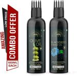 Desi Crew Olive Oil and Blackseed Kalongi Oil for Skin, Body and Hair Care 100 ml Each