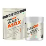FUELONE Whey Max, Whey Protein Concentrate & Whey Protein Isolate, 27g Protein (Mango, 1kg / 2.2lb) & Creatine Monohydrate 100g (Unflavoured, 33 Servings)