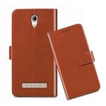 Fastship Faux leather Wallet with Back Case TPU build Stand & Magnetic Closure Flip Cover for Micromax Bharat 2 Plus - Executive Brown