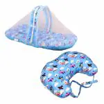 SafeChamp Skyler Baby Bedding Set With Pillow And Feeding Pillow Combo (Pack -2) (Blue)