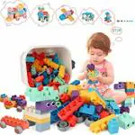 Vastate Satsun Fun and Learning Train Bricks Blocks Puzzle Assemble Toys,60+ Pieces