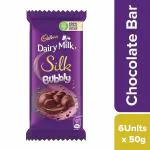 Cadbury Dairy Milk Silk Bubbly Chocolate Bar, 50g- Pack of 6