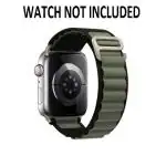 RUPELIK (Alpine Double Color 45mm Strap Black/Green) Nylon Alpine Loop iWatch Strap Series Ultra / Series 8,7,6,5,4,3,2,1/SE Compatible For Strap 45mm/42mm/44mm/49mm Smart Watch Strap (Black/Green)