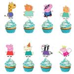 Festiko 8 Pcs Peppa Pig Theme Cupcake Toppers, Peppa Pig Theme 3rd Birthday Supplies, Peppa Pig Theme Cake Decoration Supplies, Peppa Pig Party Decorations, Peppa Pig Theme Supplies