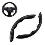 Sthira Black Carbon Fiber Steering Wheel Cover Universal Car Interior Decoration Anti-Slip