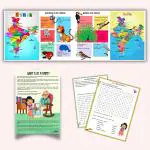 Ekdali Multicolor Foldable India Maps Posters with Worksheets and Storycard 12 x 36 Inch