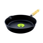 Trilonium Cast Iron Wooden Handle Skillet 26 cms | Pre-Seasoned with TilCrust | Induction Compatible