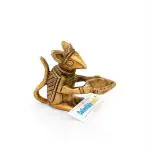 CraftVatika Gold Brass Mouse Holding Diya Oil Lamp Sculpture 7.62 x 6.1 cm