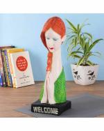 Miss Peach - Multicolor Vastu Fangshui Religious Idol Of Modern Art Welcome Lady Statue Showpiece For Home Decor And Office Dé cor , Diwali Gift, Best Gift for Diwali Decor, Diwali Decoration