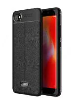 Golden Sands Leather Texture Series Shockproof Armor TPU Back Cover Case for Xiaomi Mi Redmi 6A (Midnight Black)