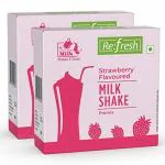 Re:fresh Strawberry Milkshake Premix Powder 160 GM | Make Instant Strawberry Flavour Milkshake | 2 Packs of 80g