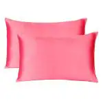 Riara Satin Pillow Soft Pillowcase Silky Silk Comfortable Cover for Hair & Skin Home Decor , Parasite Pink (Standard Size, 20