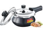 Prestige Deluxe Duo Plus Hard Anodised Gas and Induction Compatible Pressure Handi with Glass Lid, 1.5 L (Black)