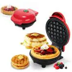 Mini Waffle Maker 4KATHIYAWADI Inch- 350 Watts: Stainless Steel Non-Stick Electric Iron Machine for Individual Belgian Waffles, Pan Cakes