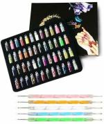 FEELHIGH Multicolor 48 Bottles 3D Nail Art and 5 pcs Double Sided Nail Dotting Pen