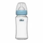 Chicco Blue Glass Feeding Bottle, 240ml (Pack of 1)