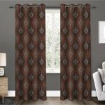 Amazures Brown Color Design 3D Digital Printed Polyester Eyelet Shilhouette Curtain - 4 x 9 feet (Pack of 2)