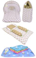 Toddylon New Born Baby Boy's & Baby Girl's Bedding Combo of Net Bed Sleeping Bag Gaddi Set & Sheets Sets