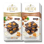 Heidi Almond Dark Chocolate 100g & Hazelnut Dark Chocolate 100g with Whole Caramalized Nuts | 100% Veg | Imported | Switzerland