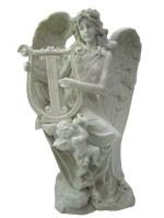 RHYTHM ENTERPRISE Large - Angle Lady Statue Figurine Sculpture - Marble DUST White Finish- Home Décor Restaurant SHOWPIECE (3016)