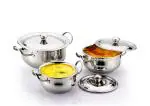 Kitchen Krafts Stainless Steel Induction Alto Handi with Lid 0.7 L+ 1 L+ 2 L (Set of 3)