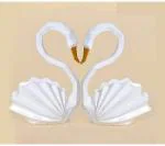 Idol Collections White, Gold Resin Couple Swan Duck Statue Showpiece Home Decor Kids Room For Gift 7 Inch (Pack Of 2)
