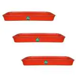 TrustBasket UV Treated Rectangular Bottom Tray(Plate/Saucer) Suitable for 10 inch Rectangular Plastic Pot - Terracotta Color - Set of 3