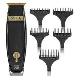 VEGA Professional Pro Fine Hair Trimmer for Salon and Home Use with Stainless Steel Blades, 300 Mins Runtime, 6800 RPM and Cord/Cordless Power, Black (VPMHT-05)