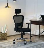 Ample Seatings Black Nylon Multi-Tilt Lock Mechanism And 2-Dimensional Adjustable Armrest Jazz High-Back Mesh Ergonomic Chair For Home And Office