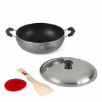 Anjali Black Non-Stick Kadai with Stainless Steel Lid 2.5 L