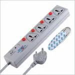 MX 4 Outlet 5 AMP Spike Guard Surge Protector Extension Board with Universal Socket -(MX-950_1.5m)