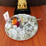 GoldGiftIdeas Silver-Plated Pooja Thali Set - No of items 12