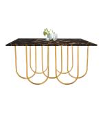 HN HUES Gold Stainless Steel Loop Console Table With Glass Top For Hallway Entry