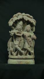 Trimurti Arts And Crafts Handmade Stone Carving Radhakrishna Idol