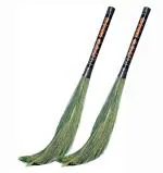 CHAND SURAJ Black (Pack of 2) Grass Broom with Metal Handle (450g each)