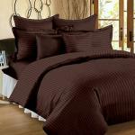 Maple Linens Flat Single Coffee Brown Striped Microfiber Bedsheet with Pillow Cover (152.4 x 229 cm) S5